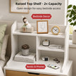 White Nightstand Bedside Table Wooden Drawers Storage Sections Curved Sides