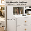 White Nightstand Bedside Table Wooden Drawers Storage Sections Curved Sides