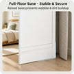 White Nightstand Bedside Table Wooden Drawers Storage Sections Curved Sides