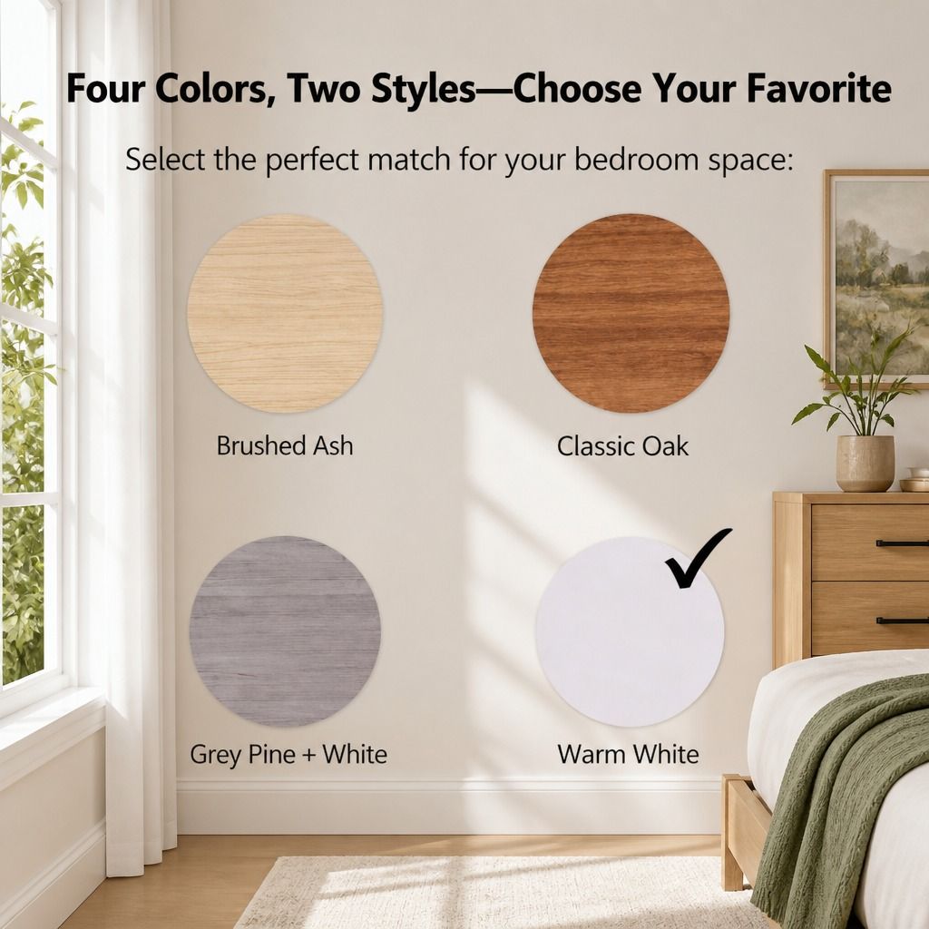 White Nightstand Bedside Table Wooden Drawers Storage Sections Curved Sides
