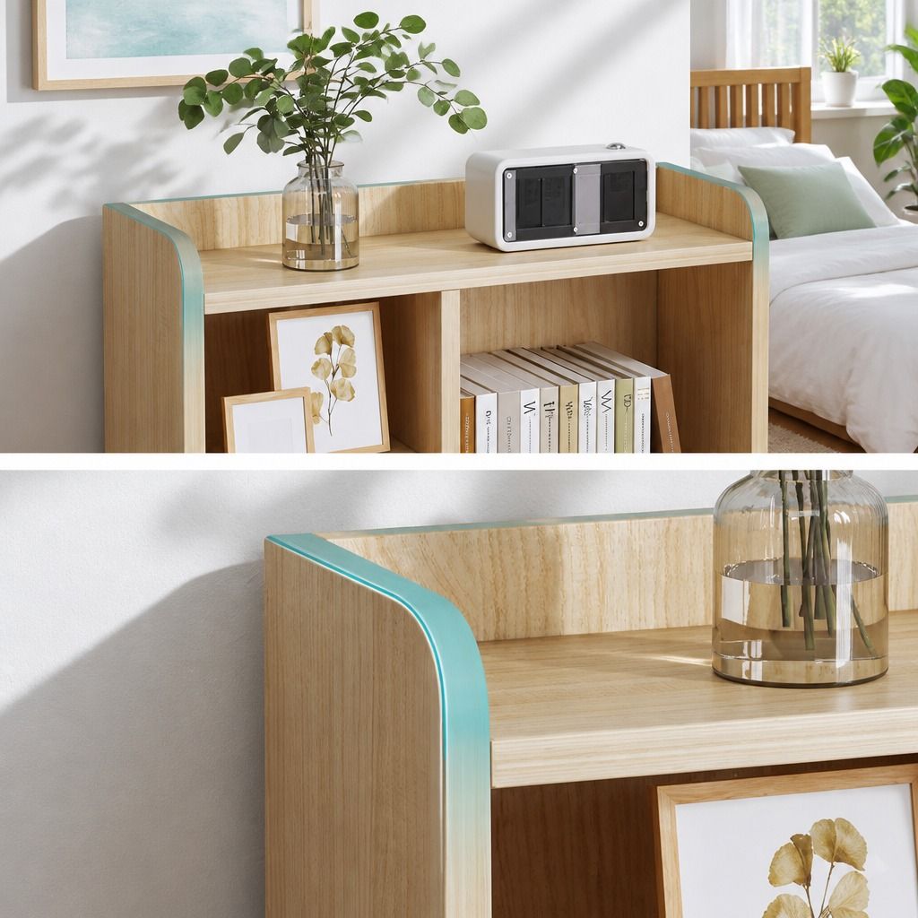 Light Wood Bedside Table Drawer Nightstand Open Shelf Storage Tray Nordic 70cm
