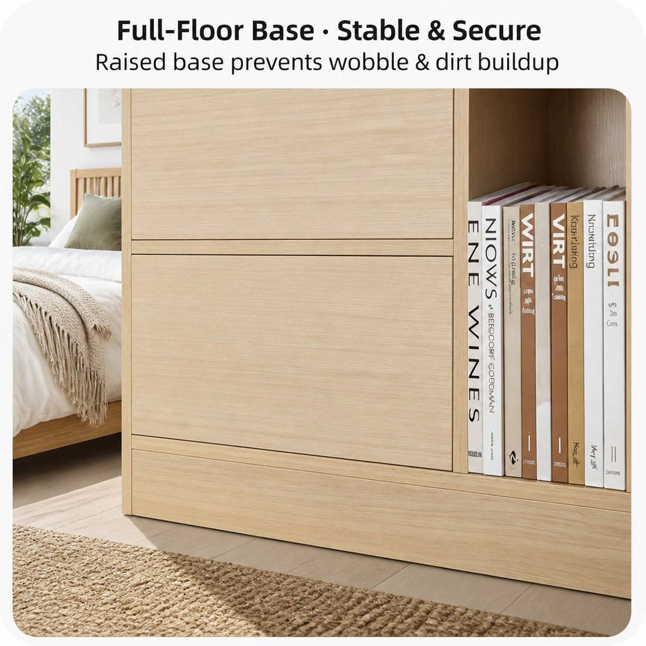 Light Wood Bedside Table Drawer Nightstand Open Shelf Storage Tray Nordic 70cm