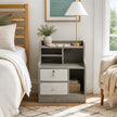 Light Gray Bedside Table Nightstand Drawer Open Shelf Secure Storage 70cm