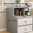 Light Gray Bedside Table Nightstand Drawer Open Shelf Secure Storage 70cm