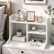 White Nightstand Drawer Shelf Storage Tray Wooden Knob Bedside Table Minimalist