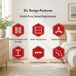 Bedside Table Drawer Nightstand Wooden Legs Open Shelves Side Compartment White