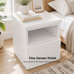 Bedside Table Drawer Nightstand Warm White Open Storage Compact 47cm Modern