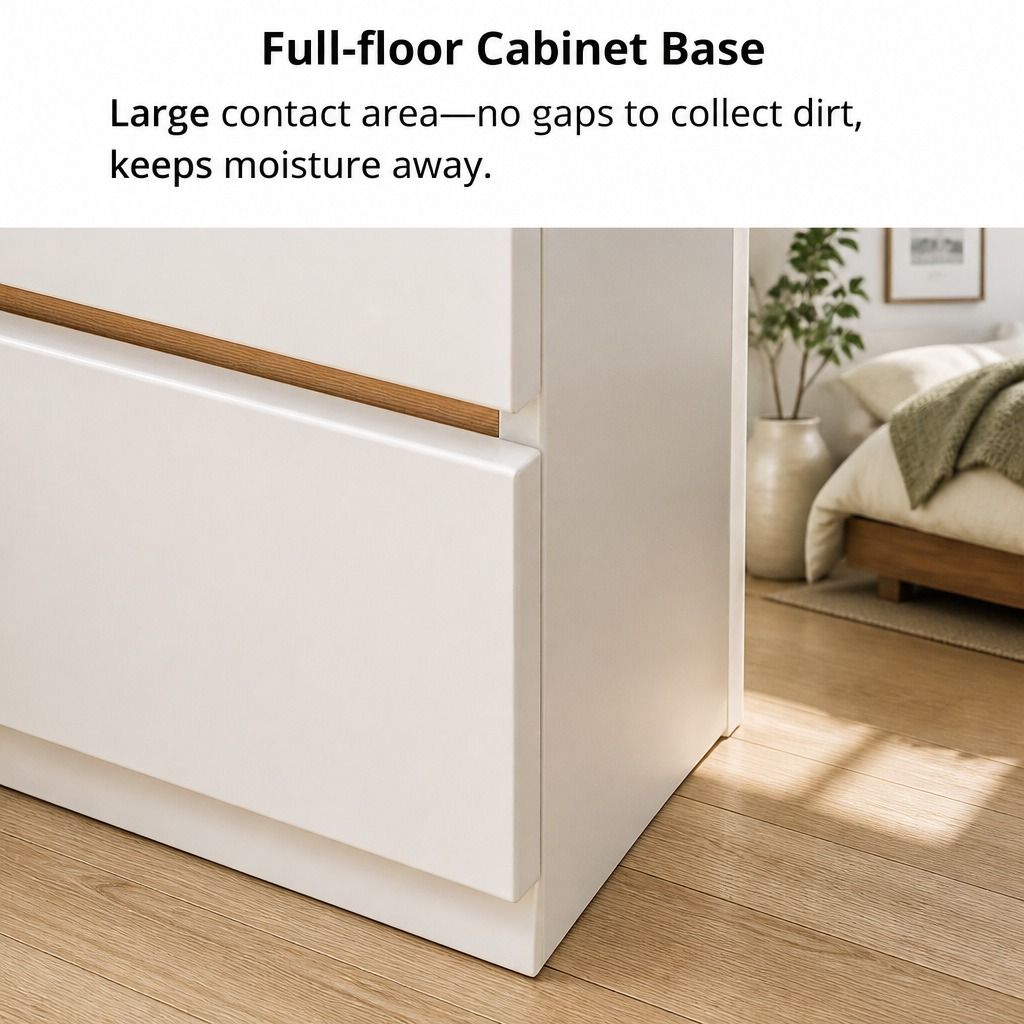Bedside Table Drawer Nightstand Warm White Open Storage Compact 47cm Modern