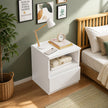 Bedside Table Drawer Nightstand Warm White Open Storage Compact 47cm Modern