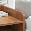 Vintage Bedside Table Walnut Nightstand Drawer Open Shelf White Knob 48cm