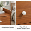 Vintage Bedside Table Walnut Nightstand Drawer Open Shelf White Knob 48cm