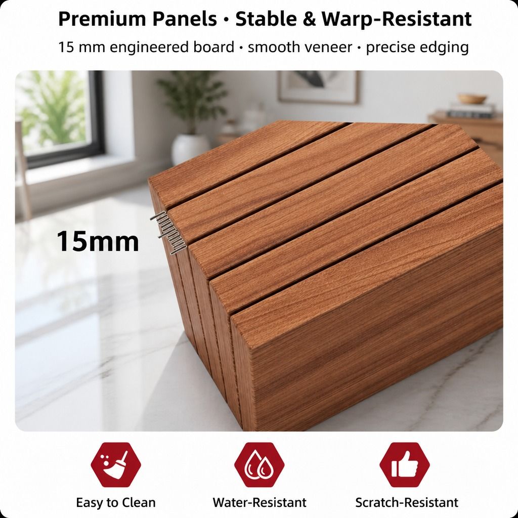 Bedside Table Nightstand Walnut Wood Grain Double Drawer Tray Top White Handles