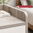 Bedside Table Drawer Nightstand Light Gray Wood Grain Storage Tray White 48cm