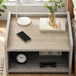 Bedside Table Drawer Nightstand Light Gray Wood Grain Storage Tray White 48cm