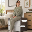 Bedside Table Drawer Nightstand Light Gray Wood Grain Storage Tray White 48cm
