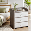 Bedside Table Drawer Nightstand Light Gray Wood Grain Storage Tray White 48cm