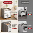 Bedside Table Drawer Nightstand Light Gray Wood Grain 3 Drawers Wooden Knobs