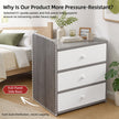 Bedside Table Drawer Nightstand Light Gray Wood Grain 3 Drawers Wooden Knobs