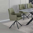 Dining Chair Green Linen Fabric Upholstered Seat Powder Coated Iron Legs