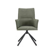 Dining Chair Green Linen Fabric Upholstered Seat Powder Coated Iron Legs