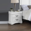 Bedside Table White Colour With 2 Drawers Night Stand Solid Wood Metal Handles