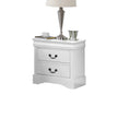 Bedside Table White Colour With 2 Drawers Night Stand Solid Wood Metal Handles