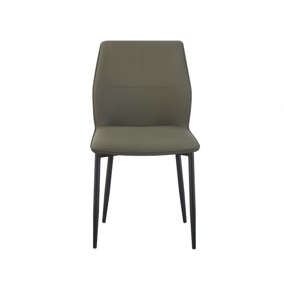 6x Dining Chair Brown Faux Leather Upholstered Seat Powder Coated Iron Legs