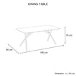 Dining Table Rectangular Shape White Sintered Stone Top Powder Coated Iron Legs