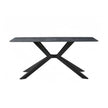 Dining Table Rectangular Shape Green Sintered Stone Top Powder Coated Iron Legs