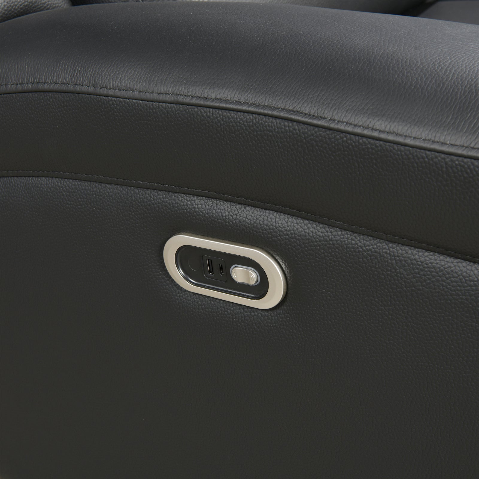 3 Seater Electric Leather/PVC Black Recliner