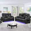 3-2 Seater Electric Air Leather Dark Grey Recliner Set