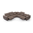 5 Seater Real Cow Leather Sofa with Power Recliner Adjustable Headrest Wooden Frame Corner Lounge