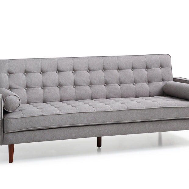 Sofa Bed 3 Seater Button Tufted Lounge Set for Living Room Couch in Fabric Grey Colour