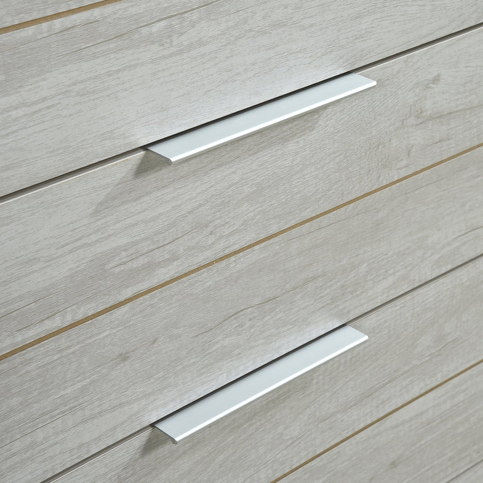 Tallboy with 5 Storage Drawers Natural Wood like MDF in White Ash Colour