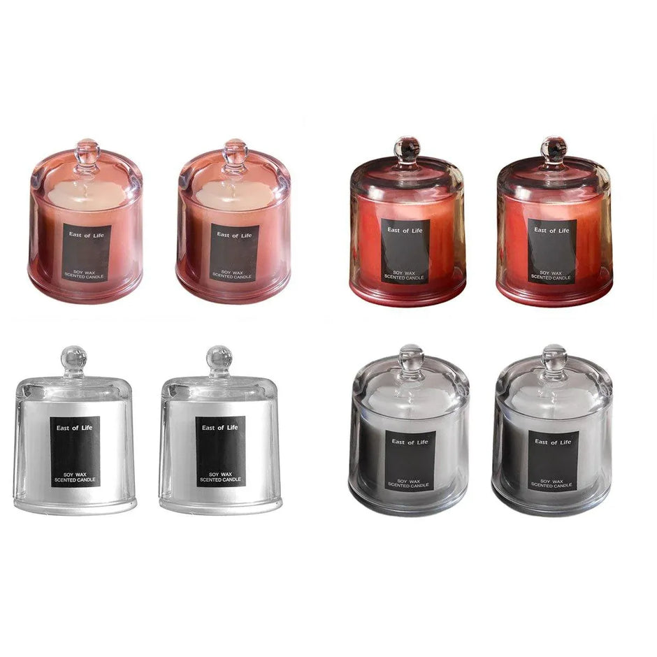 2Pcs Smokeless Glass Aromatherapy Candles Scented Gift Set for Relaxation - Lime Basil
