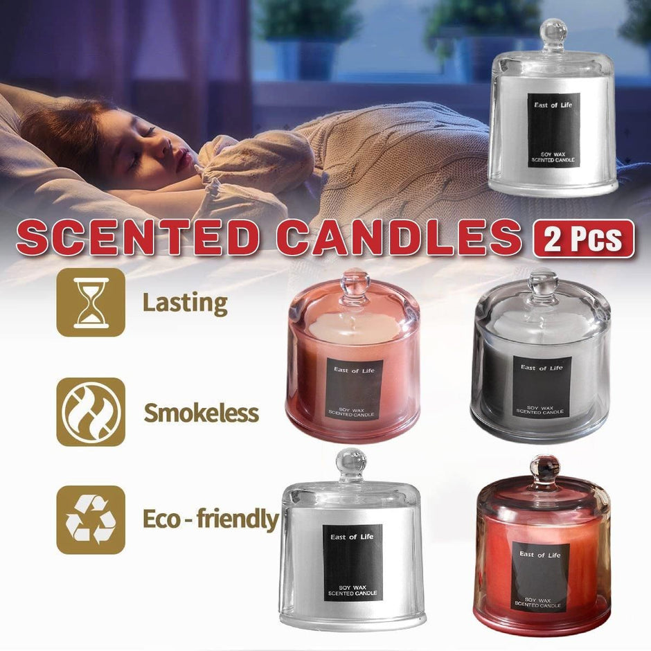 2Pcs Smokeless Glass Aromatherapy Candles Scented Gift Set for Relaxation - Lime Basil