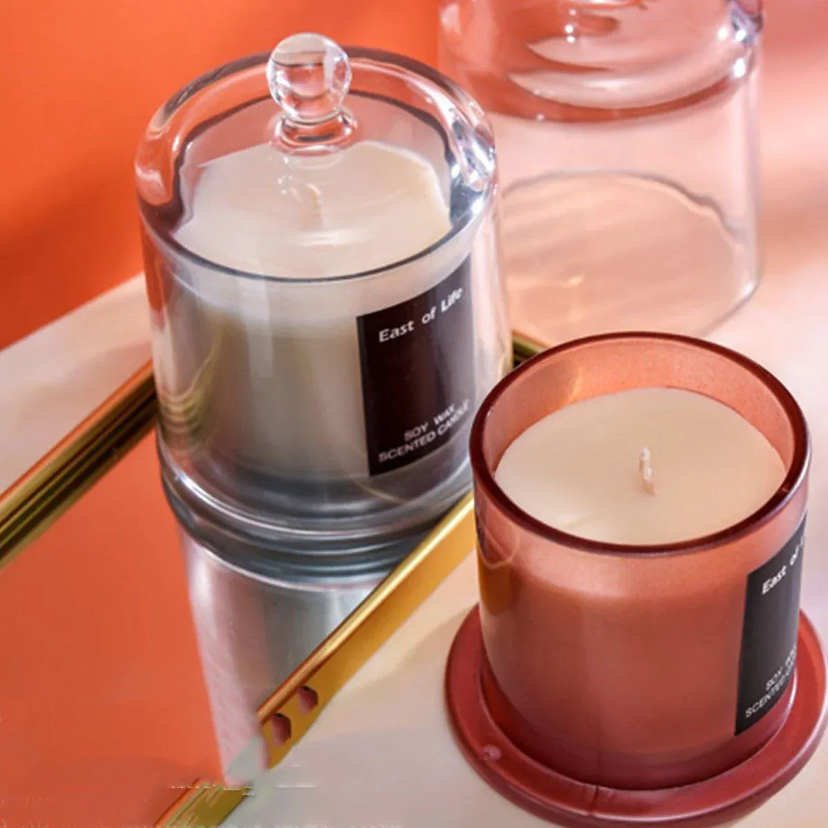 2Pcs Smokeless Glass Aromatherapy Candles Scented Gift Set for Relaxation - Velvet Rose