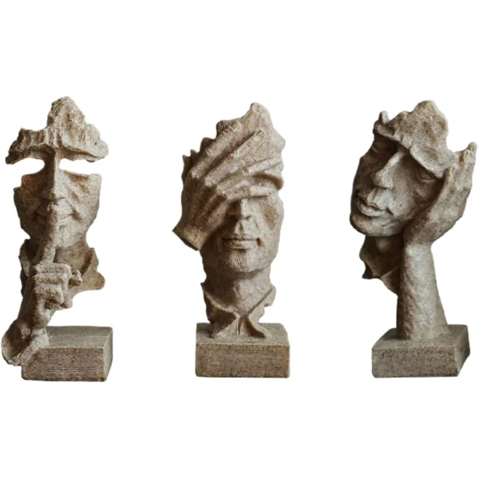Resin Sculpture 3pcs Modern Office Desktop Art Decor Ornament Home Decoration