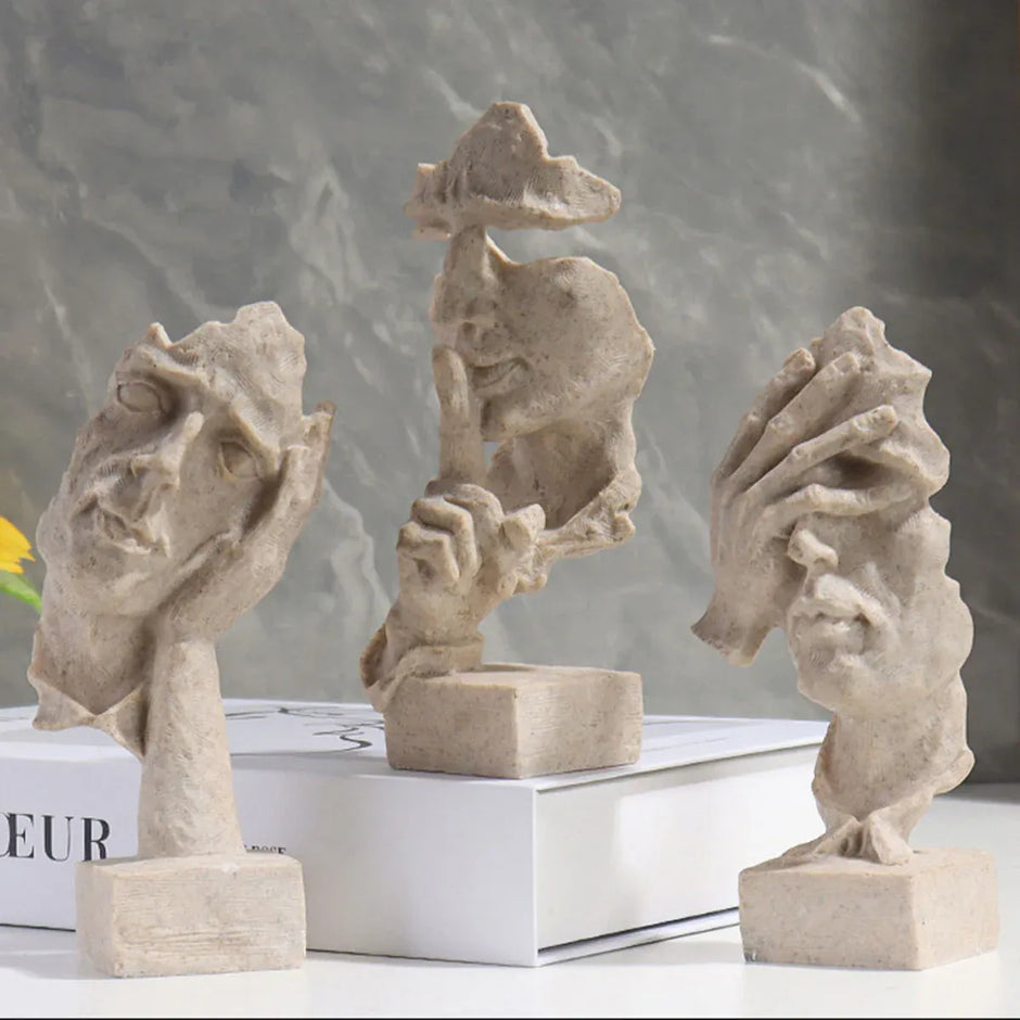 Resin Sculpture 3pcs Modern Office Desktop Art Decor Ornament Home Decoration