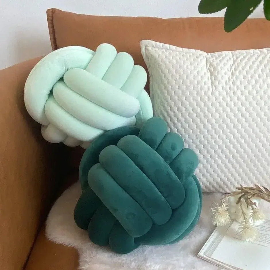 Three-Strand Braided Round Pillow Sofa Cushion Decorative Pillow for Living Room - Light Khaki