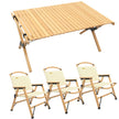 3 Chairs & 1 Table Set Bamboo Camping Folding Portable Outdoor Picnic Travel BBQ