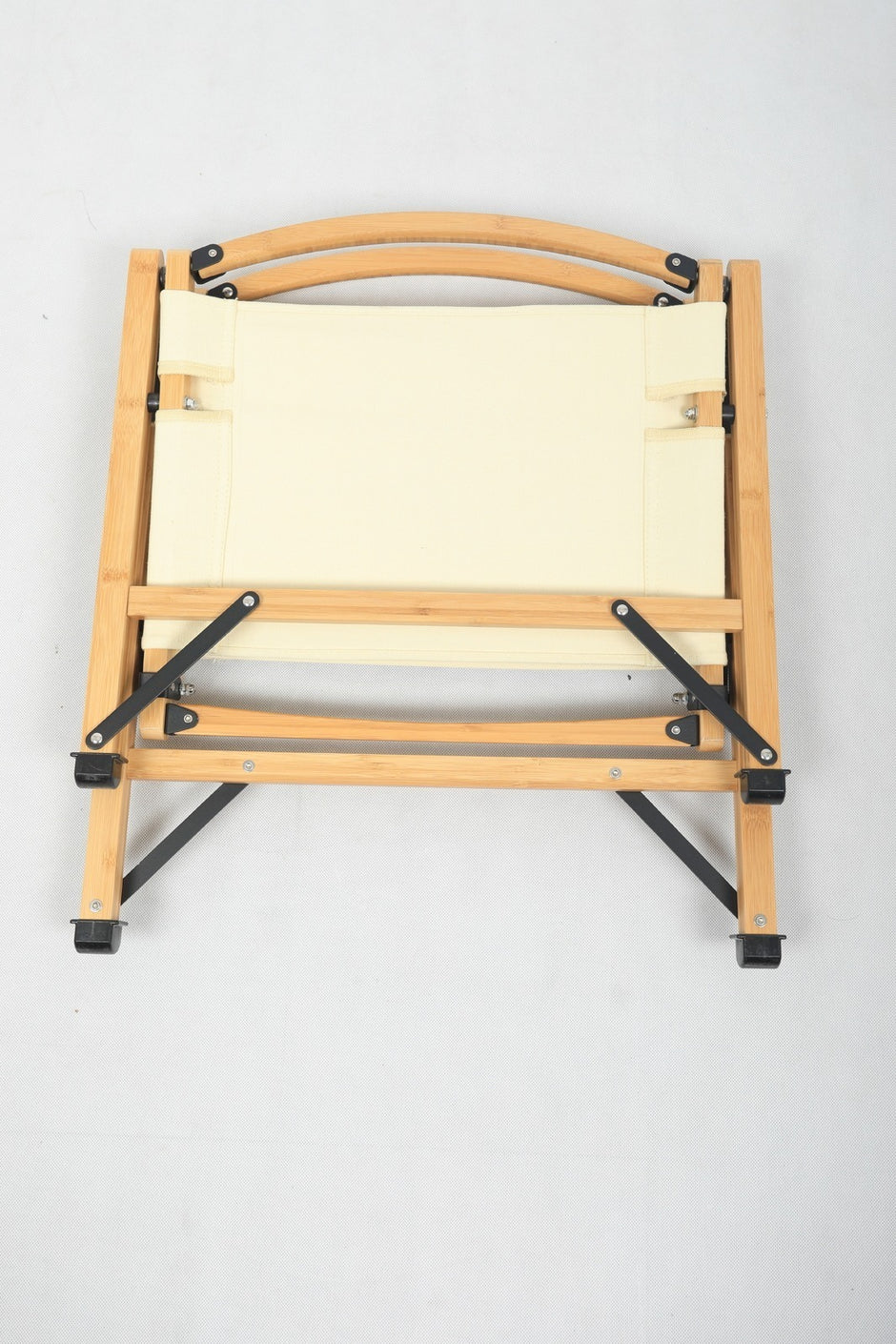 4x Bamboo Canvas Foldable Outdoor Camping Chair Wooden Picnic Park - Khaki/Beige