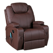 Brown Massage Sofa Chair Recliner 360 Degree Swivel PU Leather Lounge 8 Point Heated