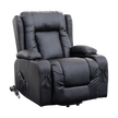 Recliner Chair – Electric Massage Lift Chair with Heat Function PU Leather Lounge Sofa Black