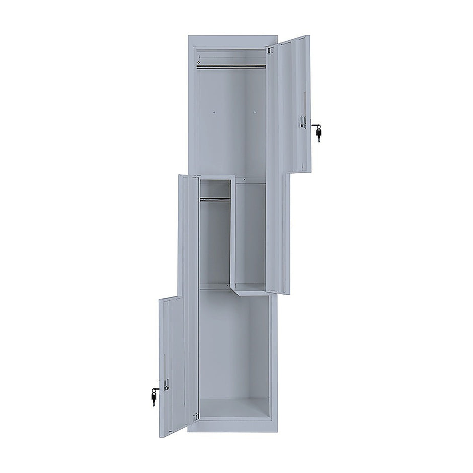 Grey Two-Door L-shaped Office Gym Shed Storage Lockers