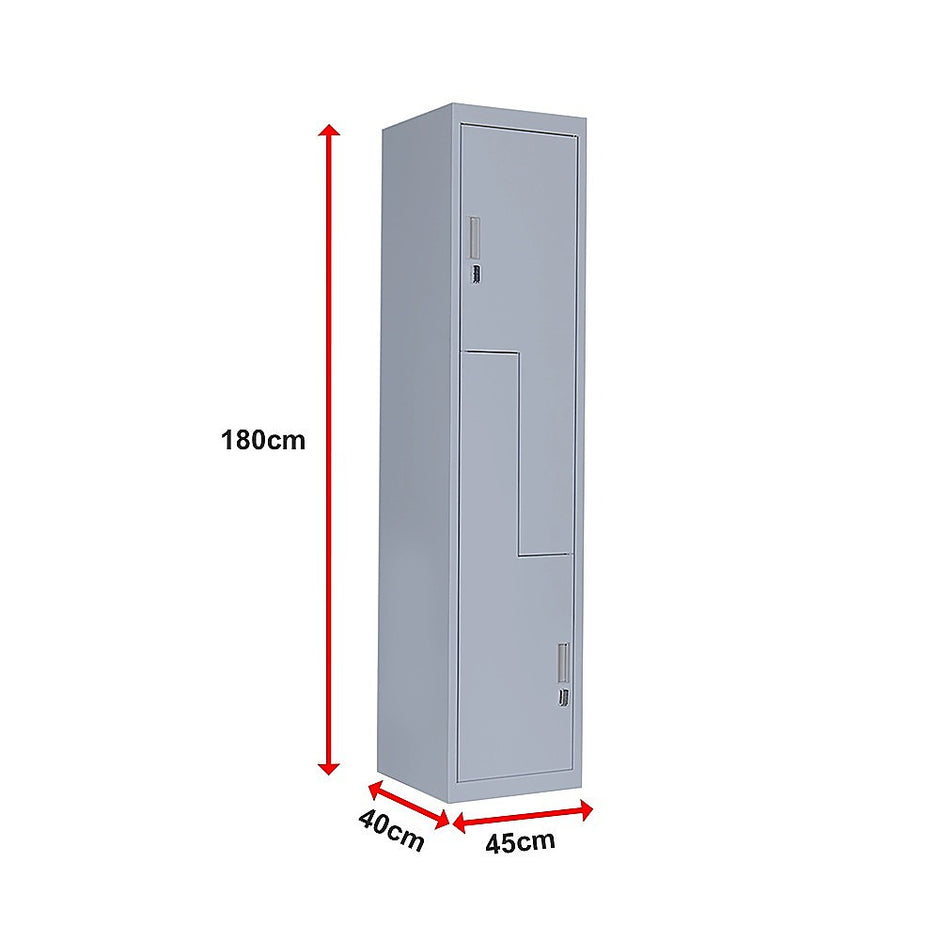 Grey Two-Door L-shaped Office Gym Shed Storage Lockers