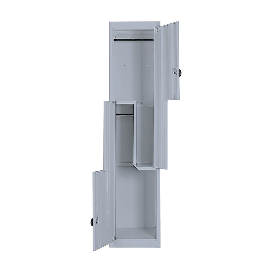 Grey Two-Door L-shaped Office Gym Shed Storage Lockers