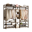 Portable Clothes Rack Coat Garment Stand Bamboo Rail Hanger Airer Closet