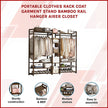 Portable Clothes Rack Coat Garment Stand Bamboo Rail Hanger Airer Closet