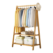 Portable Clothes Rack Coat Garment Stand Bamboo Rail Hanger Airer Closet